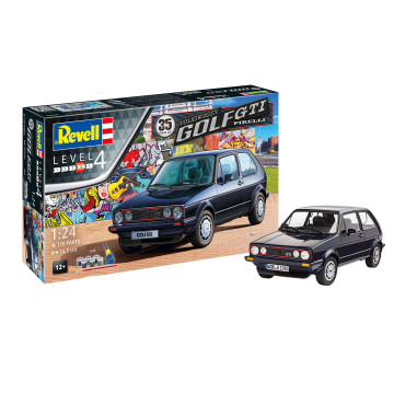 KIT PARA MONTAR REVELL GIFT SET 35 ANOS DO VOLKSWAGEN GOLF GTI PIRELLI 1/24 118 PEÇAS COMPLETO COM TINTA COLA E PINCEL REV 05694